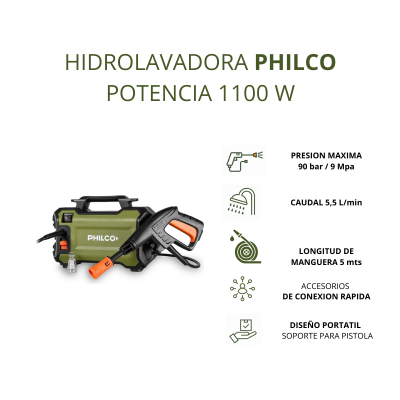 Hidrolavadora 1100w 90 Bar Verde Philco