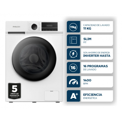 Lavarropas Carga Frontal 11Kg Philco Blanco