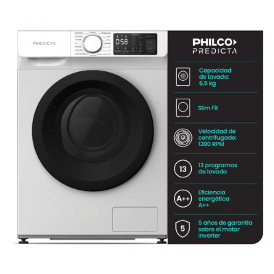 Lavarropas Carga Frontal 6,5kg 1200rpm Inverter Philco
