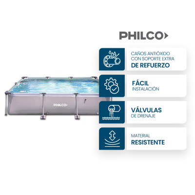Pileta de Lona Rectángular Estructural Philco 3700 Litros