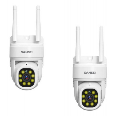 Combo Cámara De Seguridad Sansei Ssc23o Wifi 3mp Color Blanco