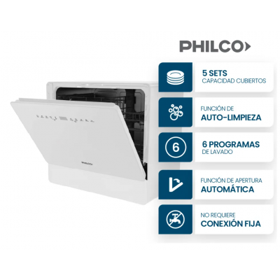 Lavavajillas Sobre Mesada Philco Set de 5 Cubiertos