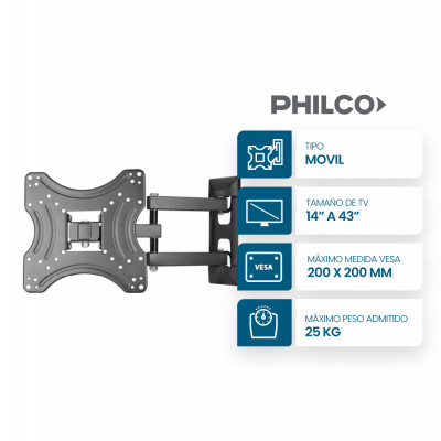 Soporte para Tv móvil de 14 a 43 Pulgadas Philco