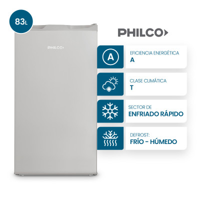 Heladera Bajo Mesada Philco 83L Plateada