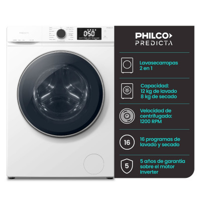 Lavasecarropas Predicta 12Kg Lavado 8Kg Secado 1800W Philco