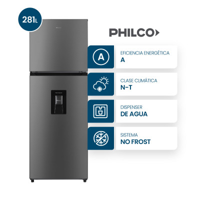 Heladera Top Mount Philco No Frost 281L Dispenser Inox