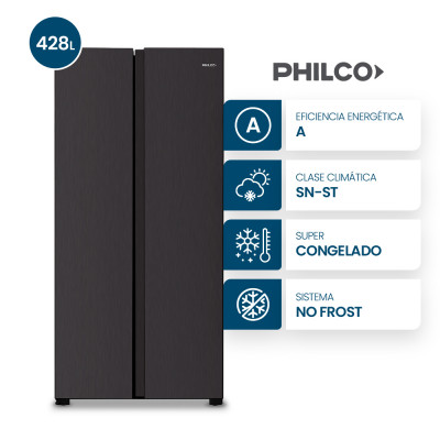 Heladera Sbs Slim Philco No Frost 428L Inox oscuro
