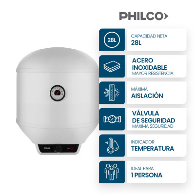 Termotanque PHILCO 35lts Mecánico Blanco