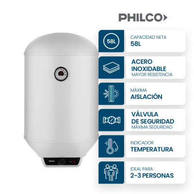 Termotanque Eléctrico Capacidad 65 Lts Philco