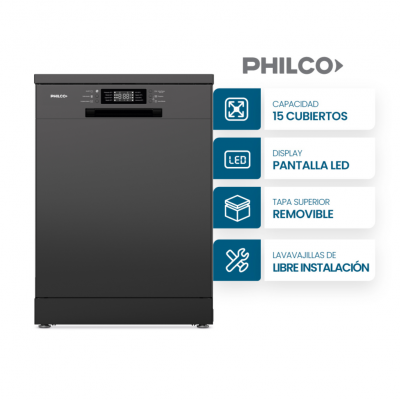 Lavavajilla 15 Cubiertos Philco Gris Oscuro