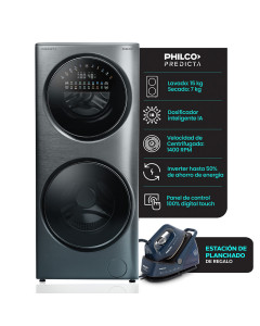 Torre Lavasecarropa con IA Philco Predicta + Estación de Planchado de Regalo | Preventa